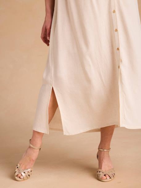 Long Viscose & Linen Skirt for Maternity, by ENVIE DE FRAISE beige 
