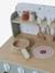 Wooden kitchen with FSC100® wooden accessories ecru+rose+sage green 