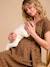 Long Dress for Maternity in Cotton Gauze, by ENVIE DE FRAISE beige+clay beige+navy blue+terracotta 