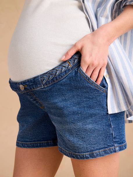 Denim Shorts with Fancy Plait, Detachable Belly Band, ENVIE DE FRAISE double stone 
