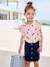 Frilly strawberry print T-shirt for girls pale pink 