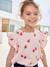 Frilly strawberry print T-shirt for girls pale pink 