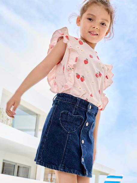 Button-up denim skirt for girls brut denim 