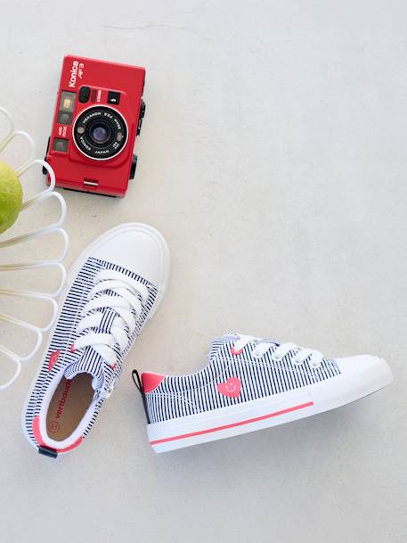 Striped Trainers with Laces & Zip, for Children striped blue 