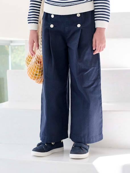 wide-leg trouser for girls navy blue+red 