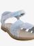Glittery Hook-and-Loop Sandals for Girls printed white+set blue 