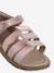 Leather Sandals with Closed Heel for Children, Designed for Autonomy set brown+set pink 