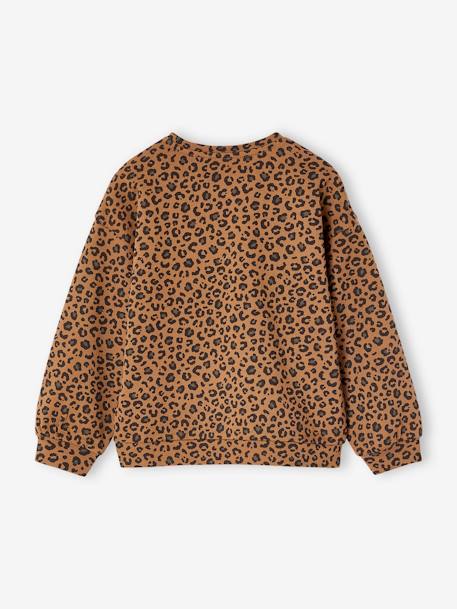 Leopard Sweatshirt for Girls, Mother/Daughter Capsule Capsule, ENVIE DE FRAISE beige+dark grey 