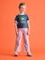 Girls' cropped college-style T-shirt ink blue 