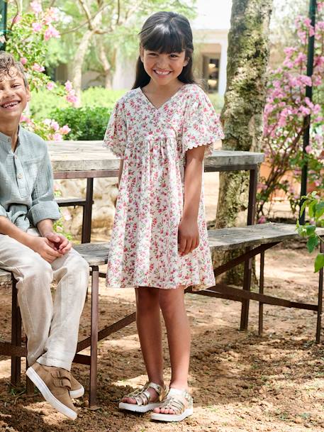Girl's floral wrap-neck dress multicoloured 