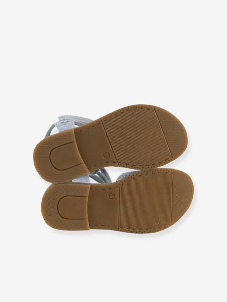 Glittery Hook-and-Loop Sandals for Girls printed white+set blue 