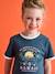 Girls' cropped college-style T-shirt ink blue 