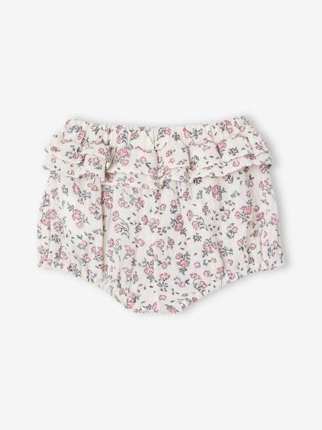 Bloomer and headband set with floral print ecru 