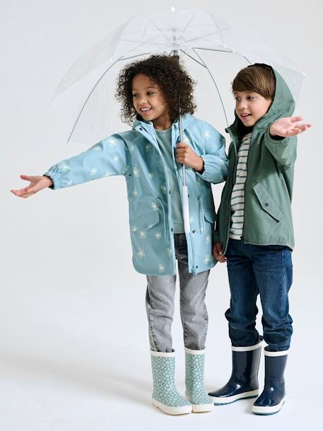 Hooded Raincoat with Magical Motifs for Girls blush+GREEN MEDIUM ALL OVER PRINTED+pale pink+rose+sky blue 