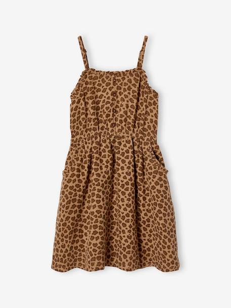 Cotton Gauze Strappy Dress for Girls beige+coral+emerald green 