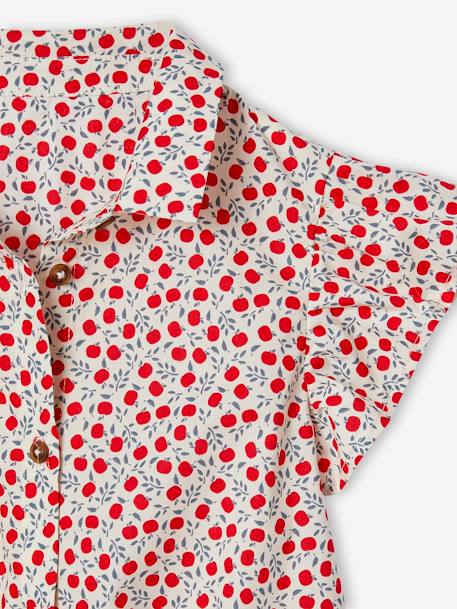 Tie-Front Blouse in Cotton Gauze for Girls vanilla 