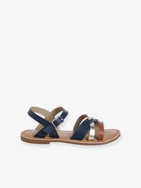 Fancy Leather Sandals for Children set blue 