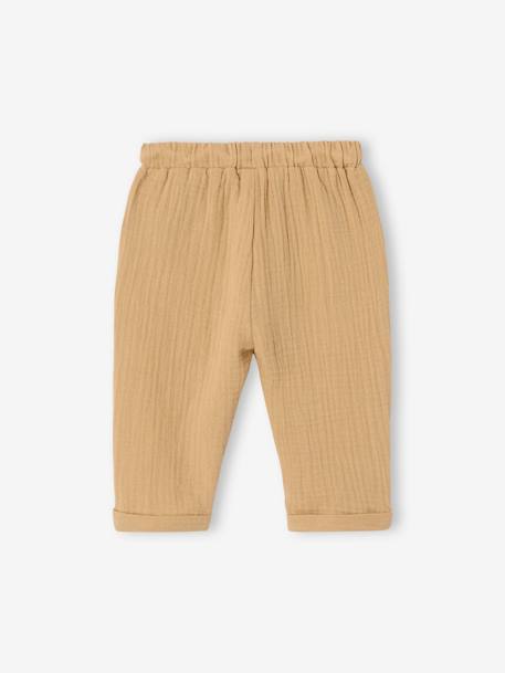 Cotton Gauze Trousers for Babies cappuccino+fir green+grey blue 