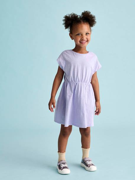 Printed Quilted Jacket & Dress Set for Girls rose+violet 