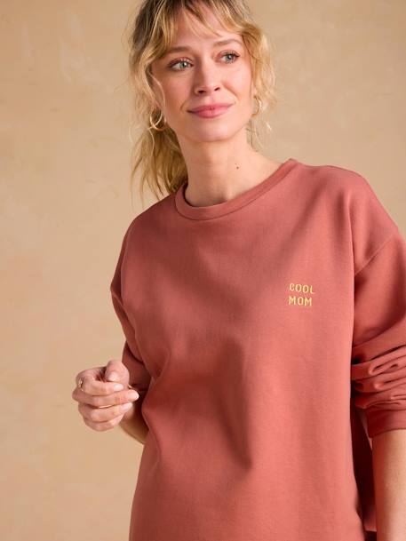 Cool Mom' Sweatshirt & Fleece Shorts Set for Maternity terracotta 