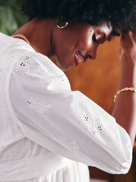 Short Broderie Anglaise Dress, Maternity & Nursing white 