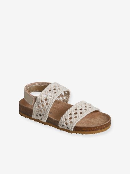 Sandals with Crochet-Effect Straps, Designed for Autonomy beige 