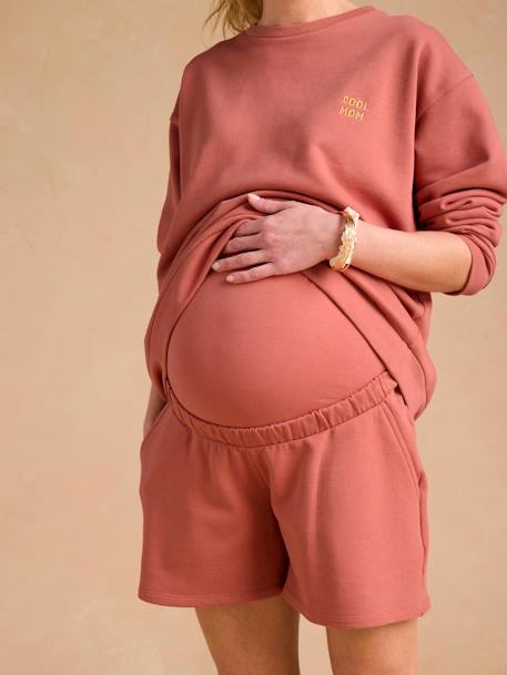 Cool Mom' Sweatshirt & Fleece Shorts Set for Maternity terracotta 