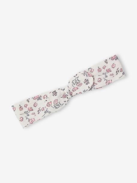 Bloomer and headband set with floral print ecru 