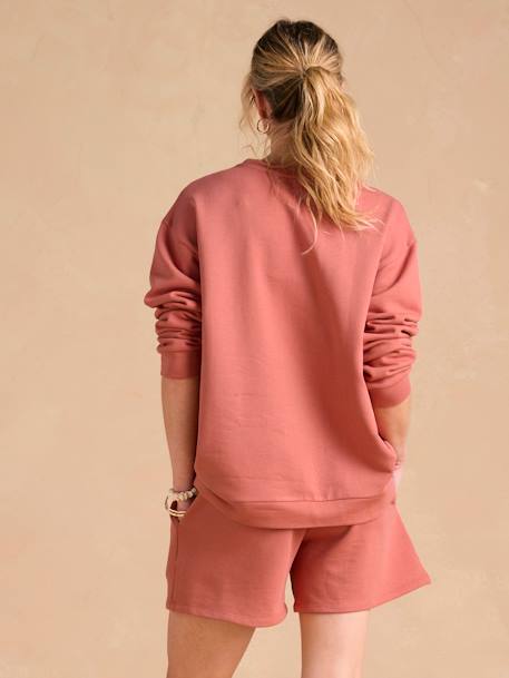 Cool Mom' Sweatshirt & Fleece Shorts Set for Maternity terracotta 