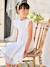 Dual Fabric Occasion Wear Dress in Broderie Anglaise & Tulle, for Girls white 