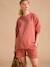 Cool Mom' Sweatshirt & Fleece Shorts Set for Maternity terracotta 