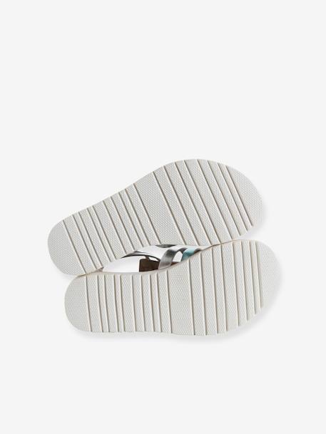 Leather Gladiator Sandals for Children, Designed for Autonomy silver 