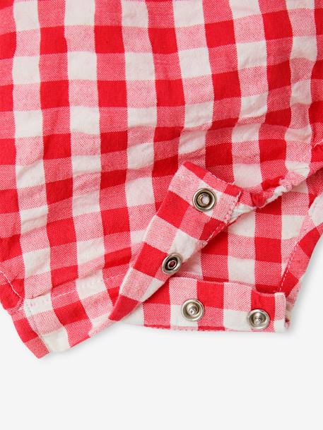 Sleeveless gingham sleepsuit raspberry pink 