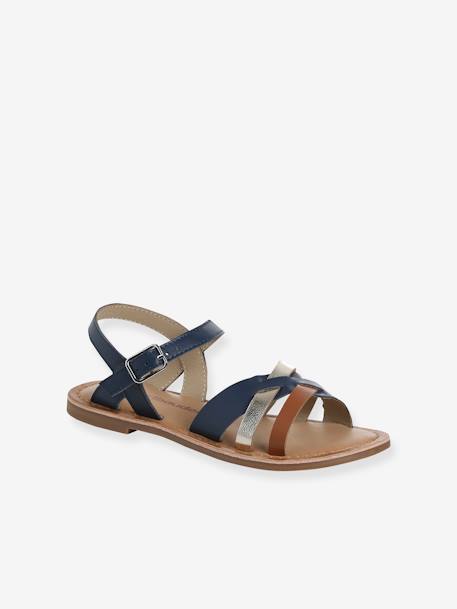 Fancy Leather Sandals for Children set blue 
