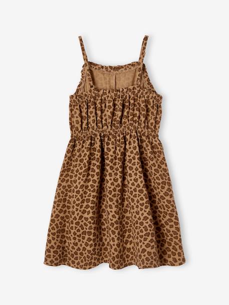 Cotton Gauze Strappy Dress for Girls beige+coral+emerald green 