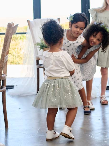 Occasion Wear T-Shirt & Tulle Skirt for Baby Girls sage green 
