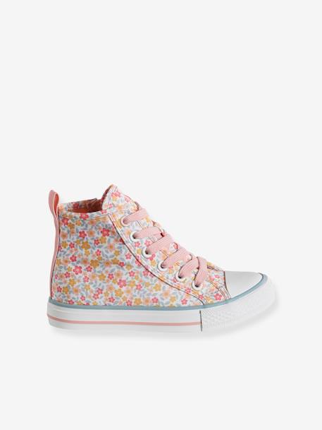 High Top Trainers in Fancy Fabric, for Girls printed white 