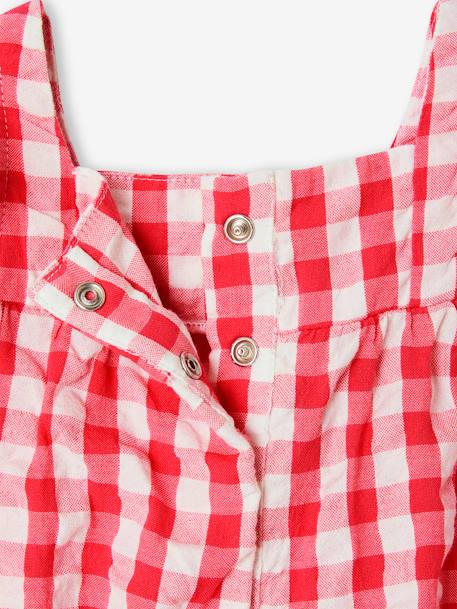 Sleeveless gingham sleepsuit raspberry pink 