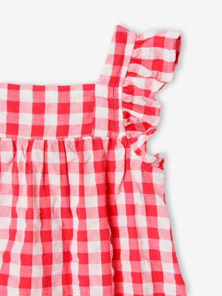Sleeveless gingham sleepsuit raspberry pink 