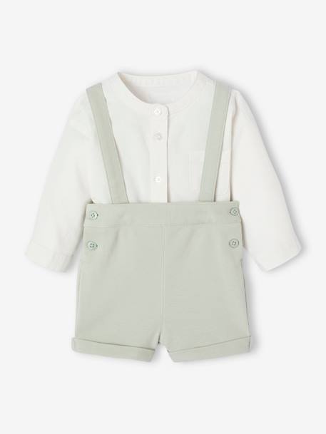 Occasion Wear Outfit: Shirt & Shorts for Babies beige+sage green 