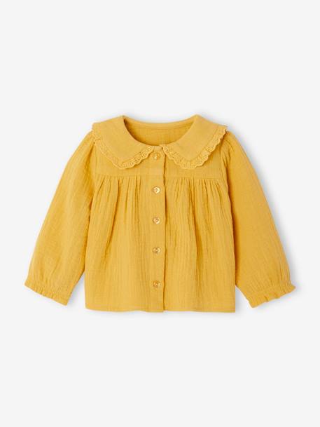 Baby cotton gauze shirt ochre 