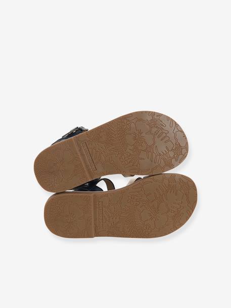 Pair of Fancy Strappy Leather Sandals for Children, Designed for Autonomy set blue 