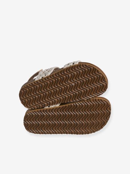 Sandals with Crochet-Effect Straps, Designed for Autonomy beige 