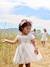 Short Sleeve Dress with Button-Up & Sequins at the Back white 