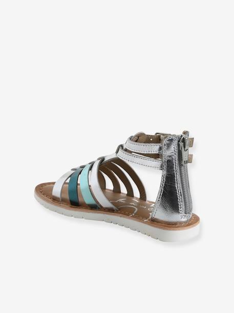 Leather Gladiator Sandals for Children, Designed for Autonomy silver 