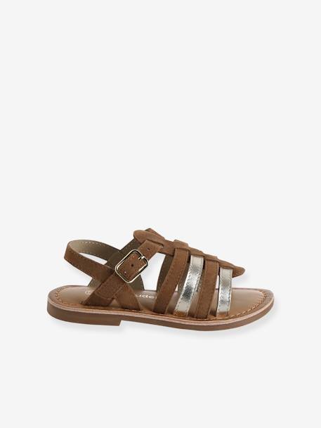 Multi-Strap Leather Sandals for Girls, Designed for Autonomy 6510+caramel+multicoloured 