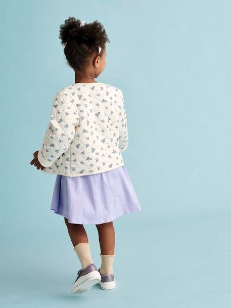 Printed Quilted Jacket & Dress Set for Girls rose+violet 