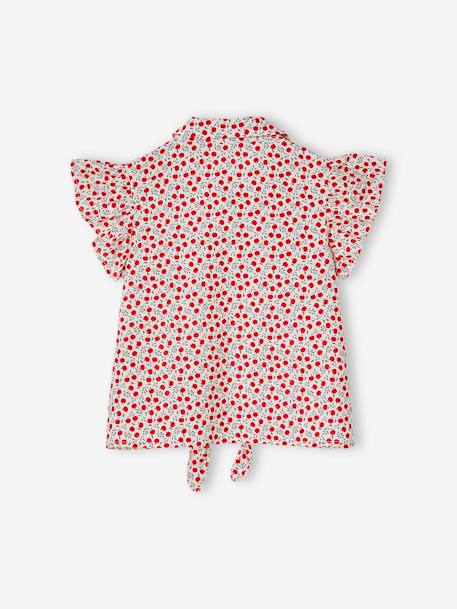 Tie-Front Blouse in Cotton Gauze for Girls vanilla 