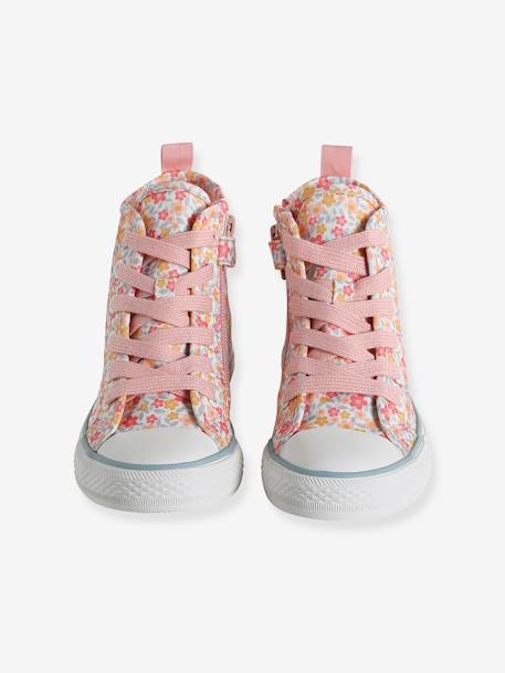 High Top Trainers in Fancy Fabric, for Girls printed white 