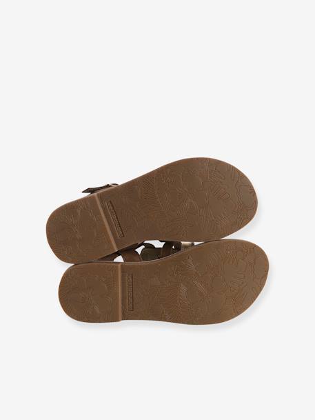 Leather Sandals with Straps, for Girls caramel+Light Brown+multicoloured+set brown 